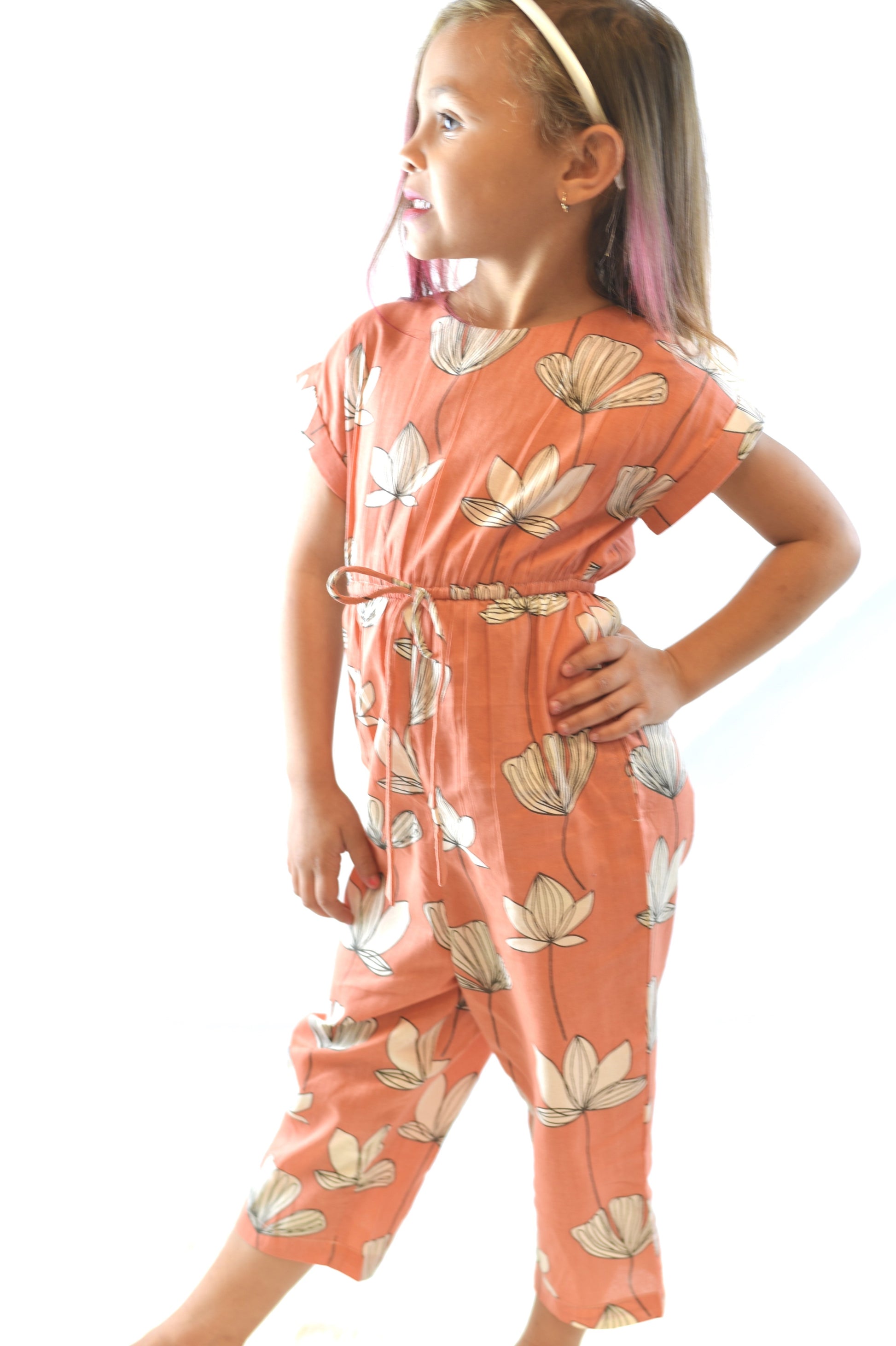 Limited Edition - Coral Floral Jumpsuit with Drawstring Detail
