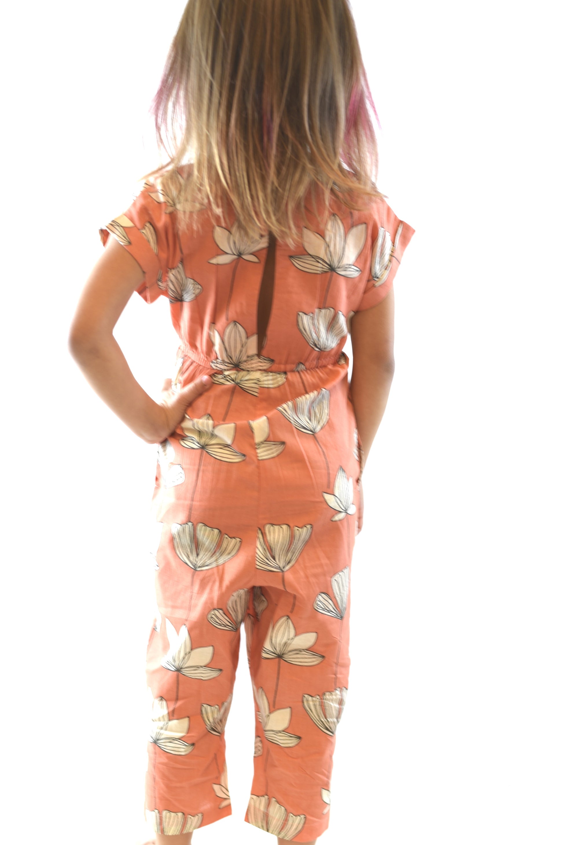 Limited Edition - Coral Floral Jumpsuit with Drawstring Detail