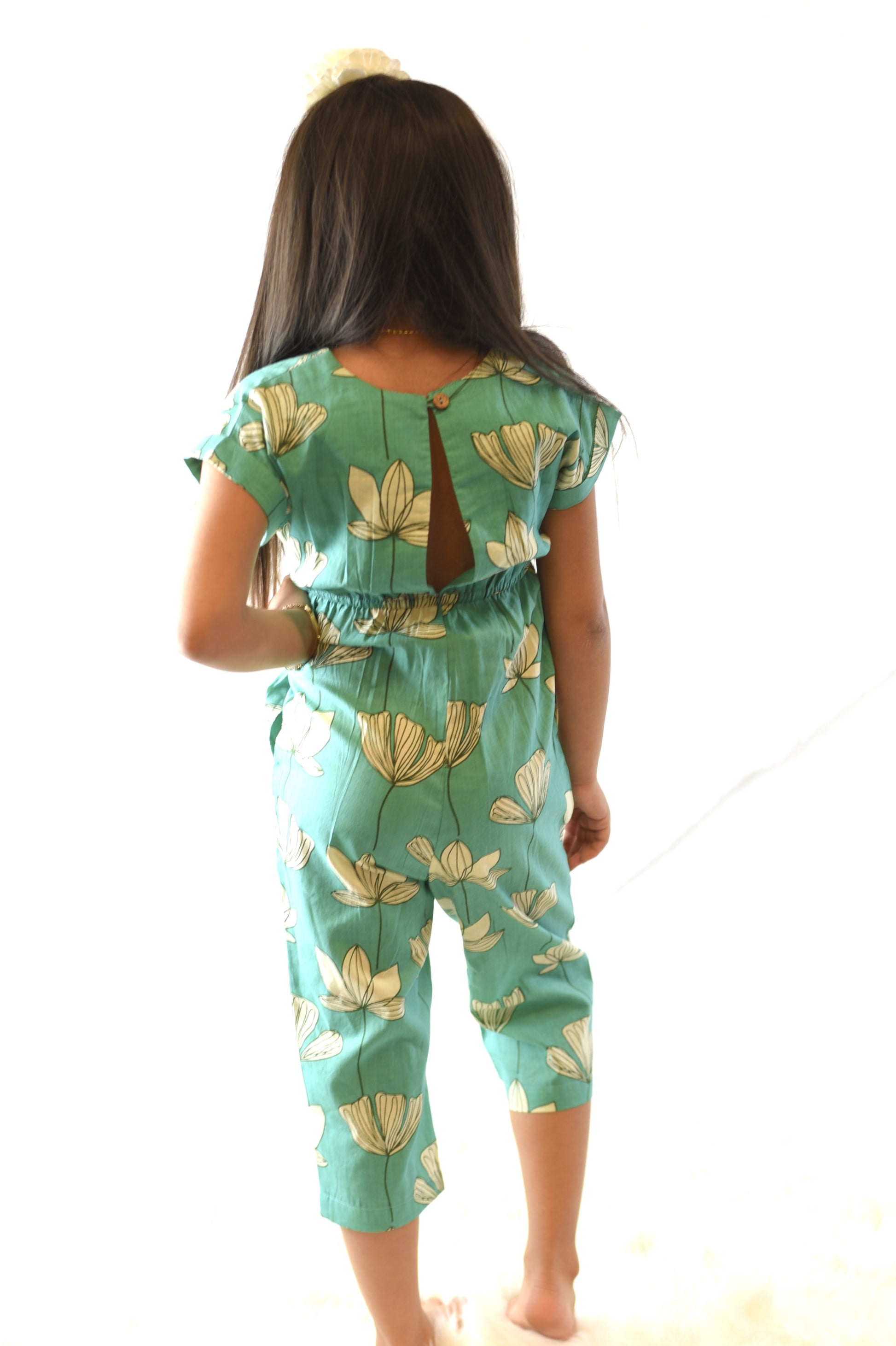 Limited Edition - Green Floral Jumpsuit with Drawstring Detail