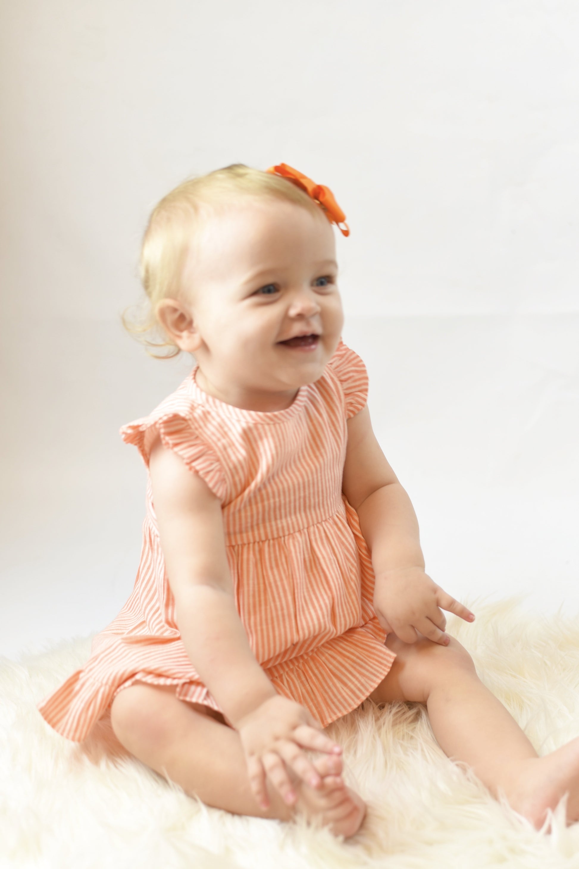 Candy Flutter-Sleeve Dress With Belt-Tie & Diaper Cover Set