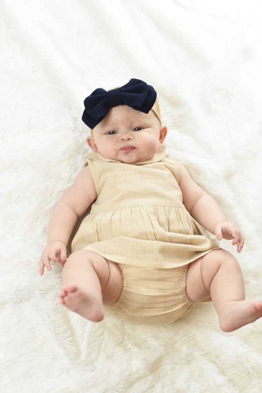 Peter-Pan Collar Shift Dress & Diaper Cover Set - Blush