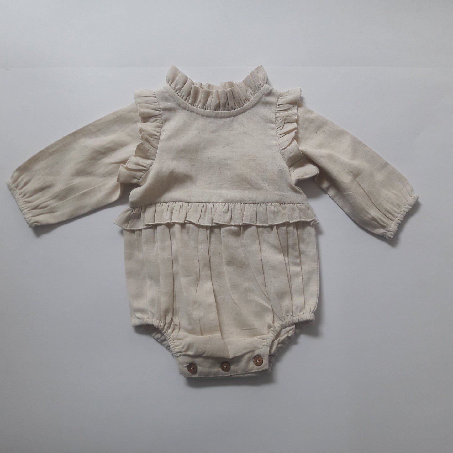 Ivory Full-Sleeves Ruffles Infant Romper