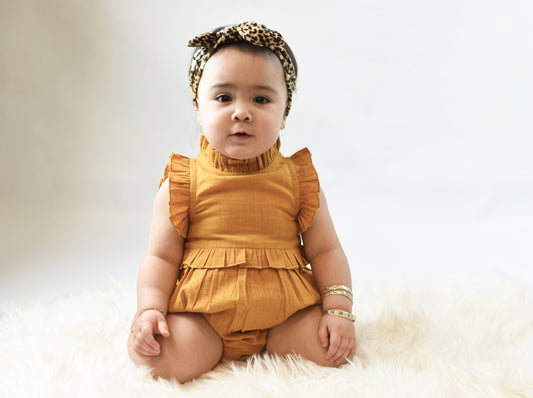 Mustard Ruffles Infant Romper