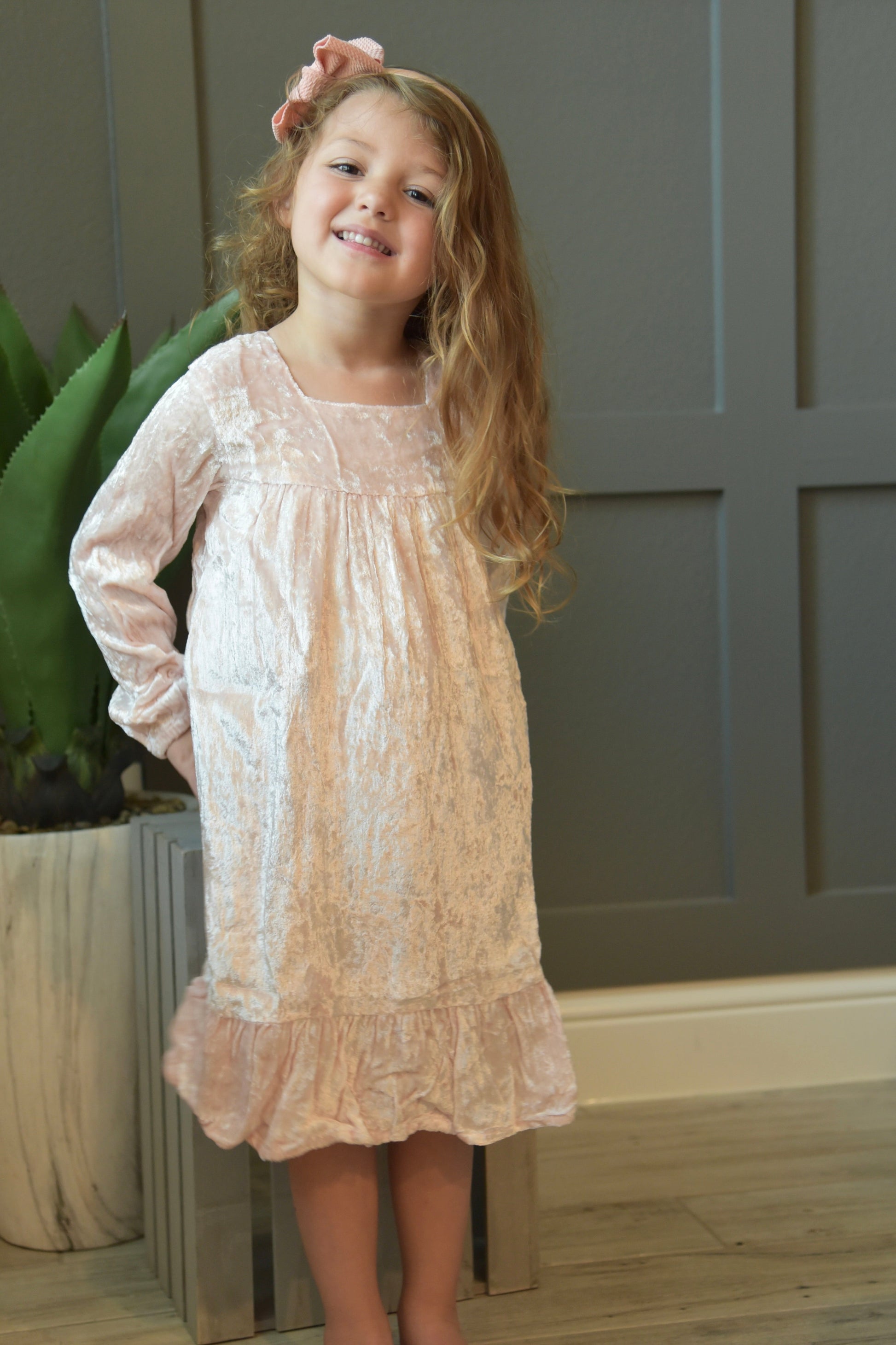 Blush Velvet Shift Dress — Girls Velvet Dress Blush Velvet Shift Dress — Girls Velvet Dress
