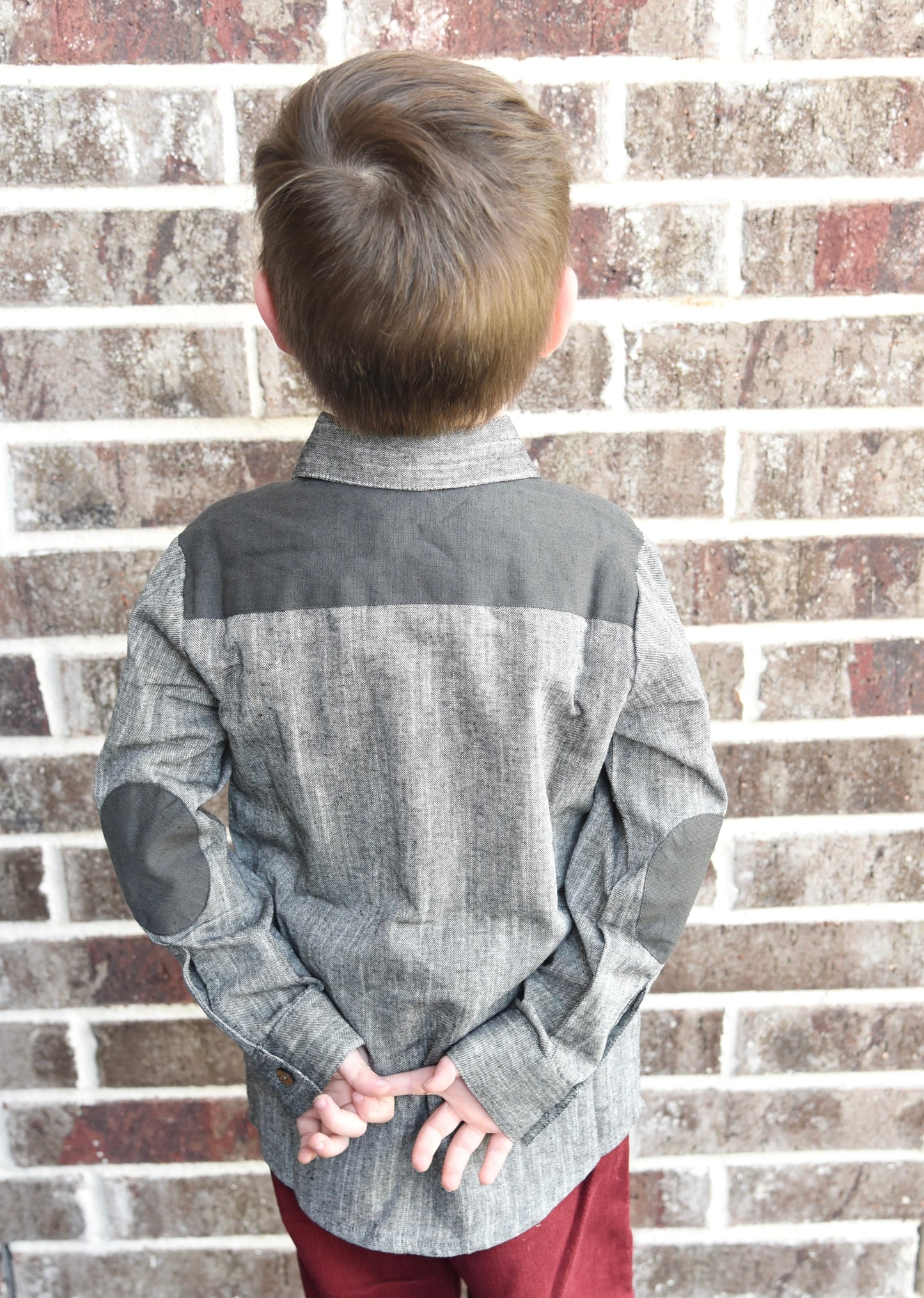 Boys Chambray Shirt - Dark Grey
