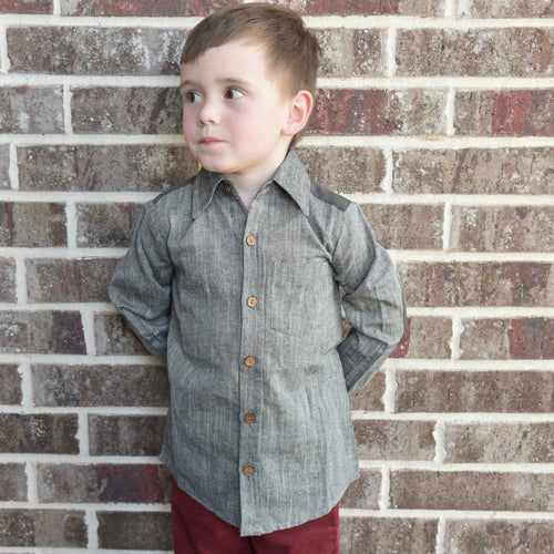 Boys Chambray Shirt - Dark Grey