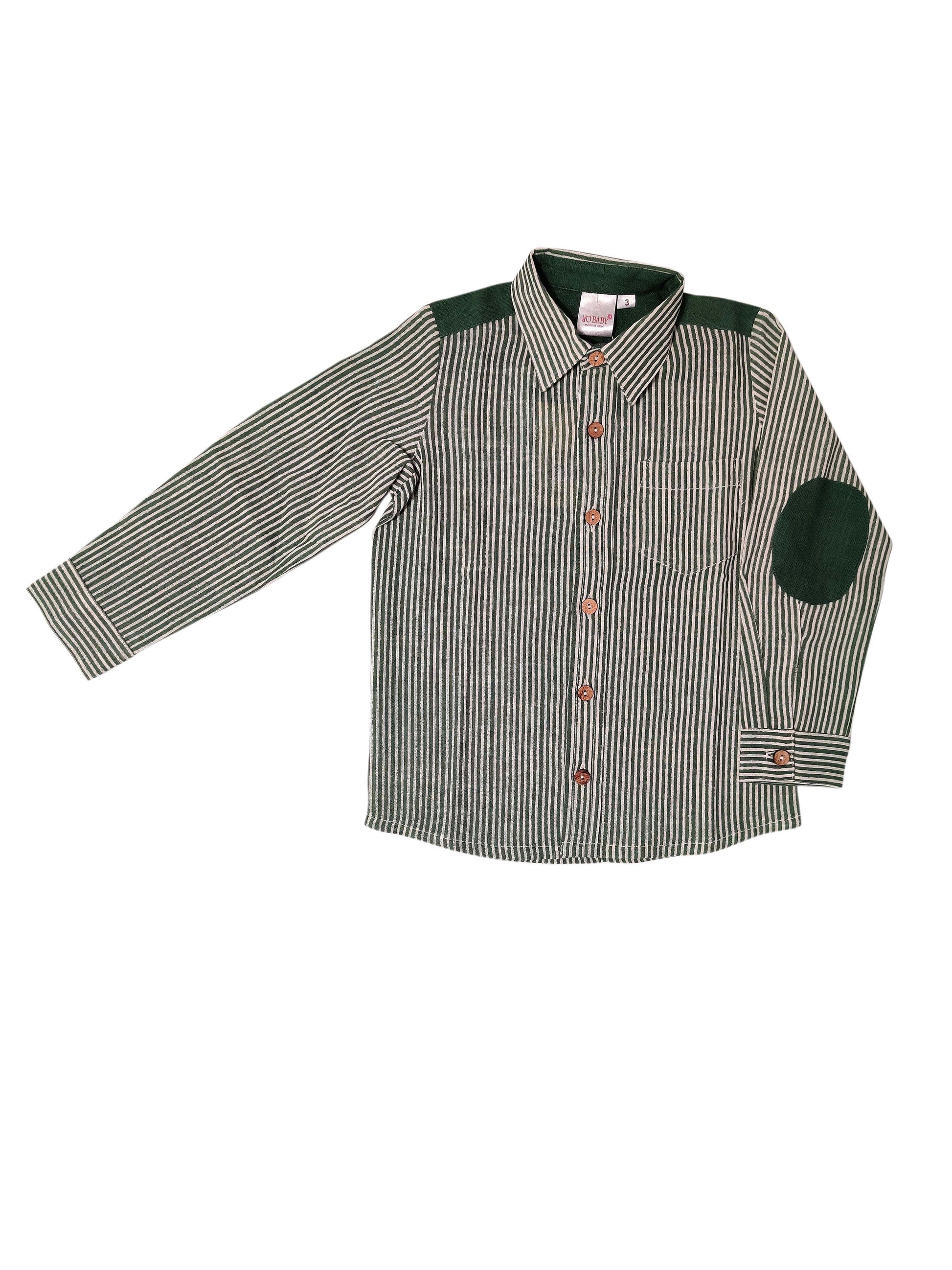 Patch Shirt - Striped Green YB1962 YOBABY