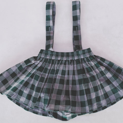 Green Checkered Print Diaper Overall