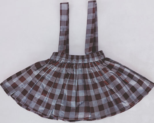 Burgundy Checkered Print Diaper Overall