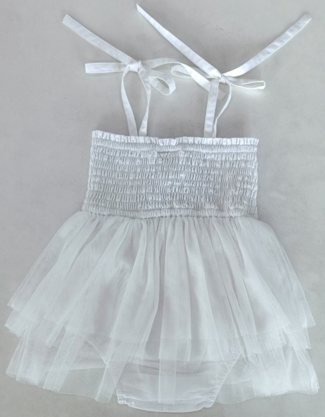 White Tulle Solid Color Infant Ruffle Romper