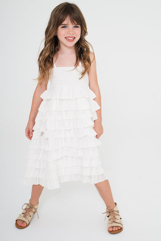 White Bubble Gum Frill Dress