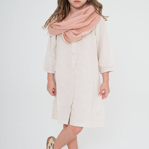 Off-white Dress With Blush Infinity Scarf 2-pc set