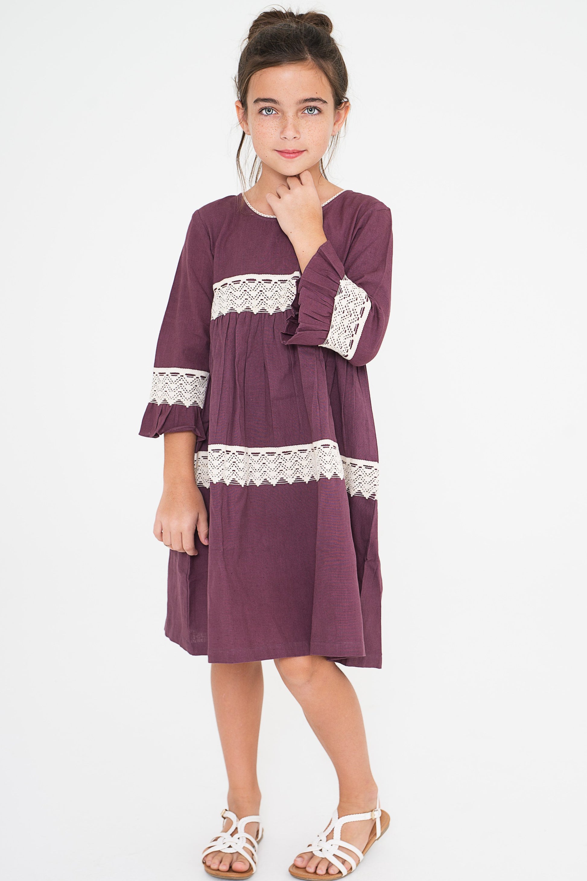 Burgundy Lace Shift Dress Cotton Girls Dress | Infant to Tween 0-13 Years Burgundy Lace Shift Dress Cotton Girls Dress | Infant to Tween 0-13 Years