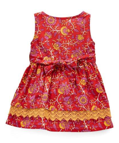 Red and Yellow Floral Print Infant Dress