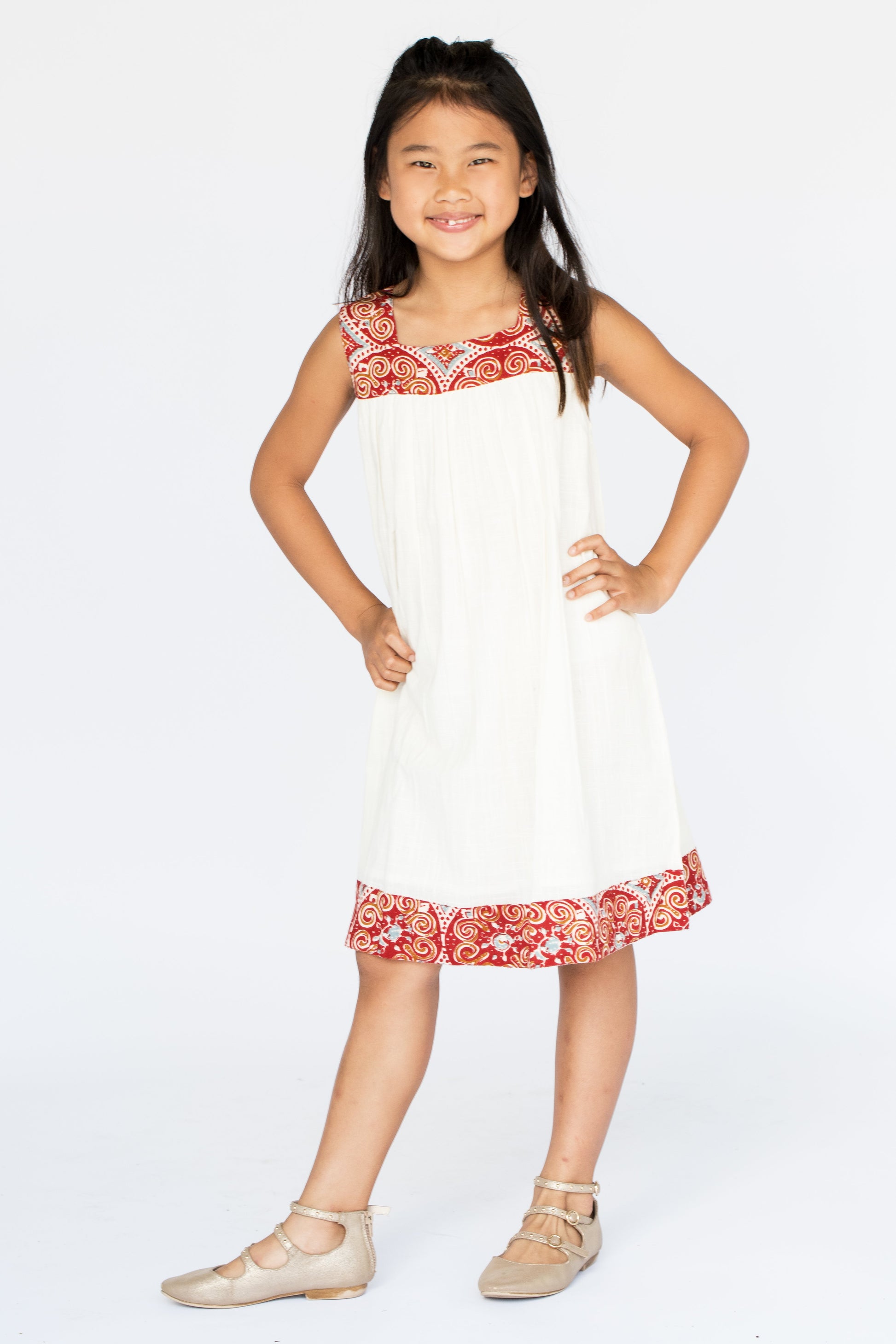 Red & White Baby Doll Dress