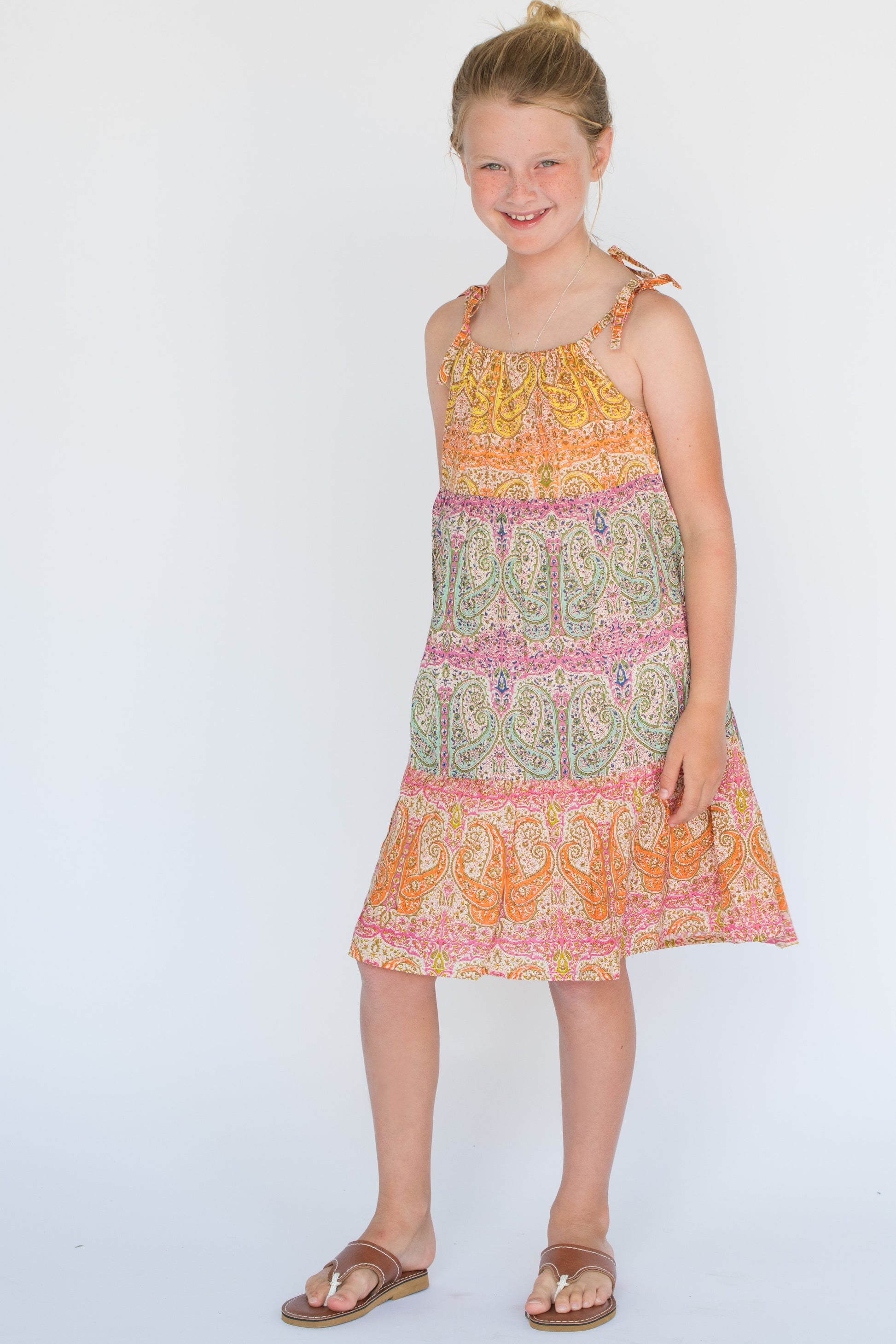Multicolor Paisley Shoulder-Tie Dress