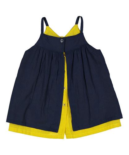 Blue and Yellow Back Open Infant Dress