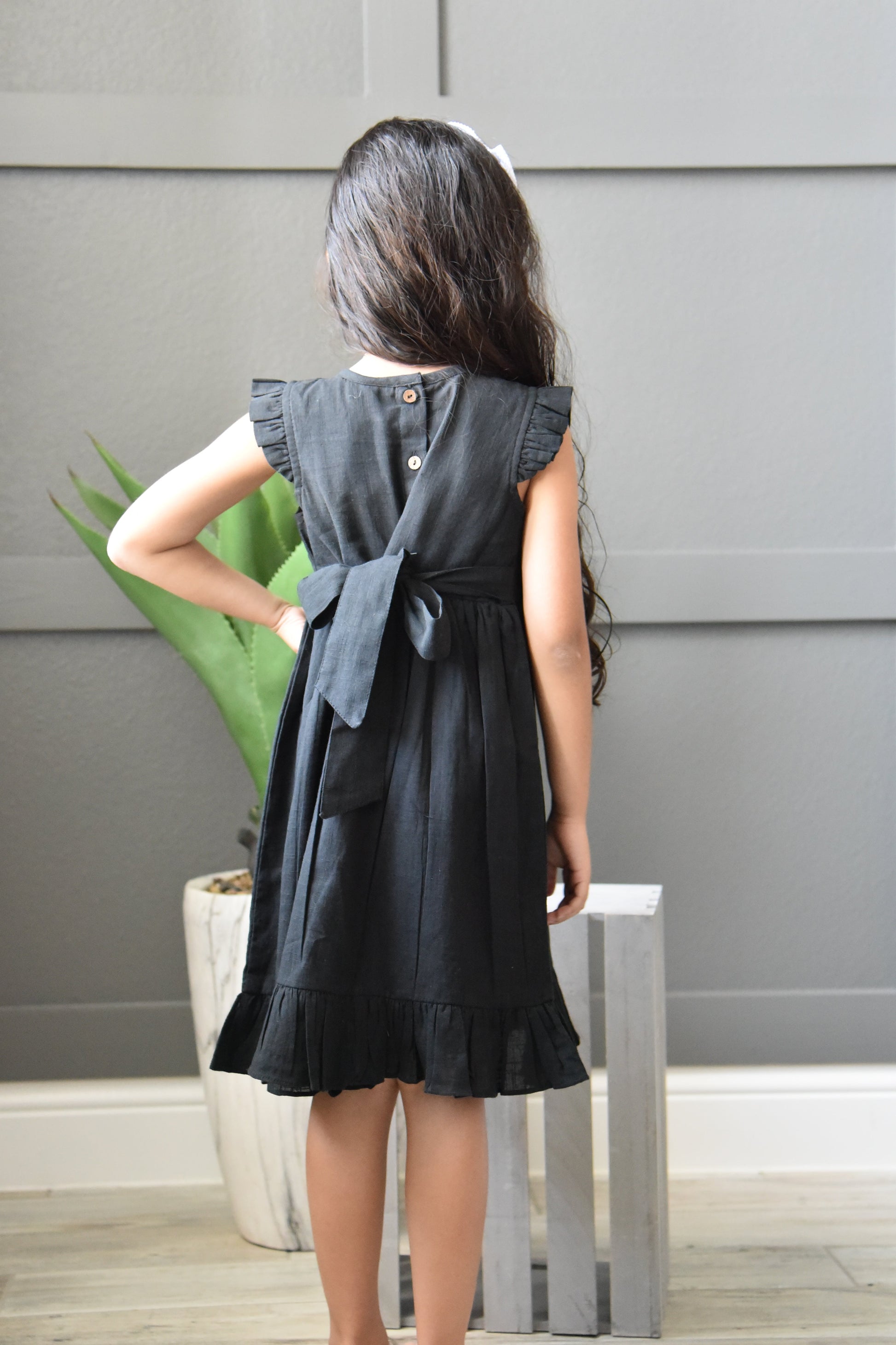 Black Angel Sleeves Shift Dress Cotton Girls Dress | Infant to Tween 0-13 Years Black Angel Sleeves Shift Dress Cotton Girls Dress | Infant to Tween 0-13 Years