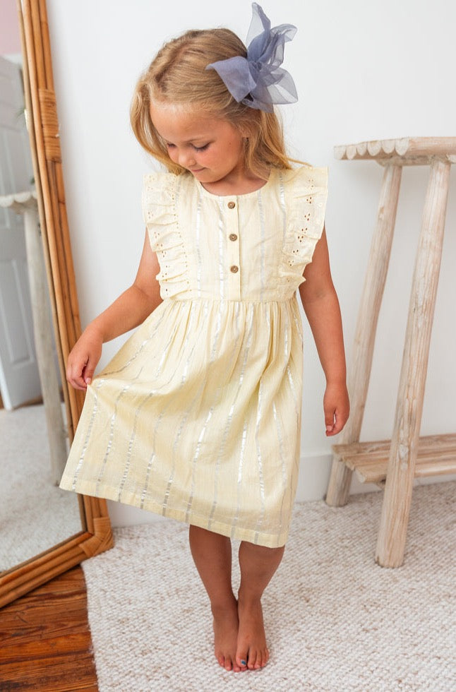 Yellow Lurex Ruffle Dress