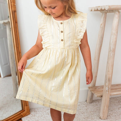 Yellow Lurex Ruffle Dress