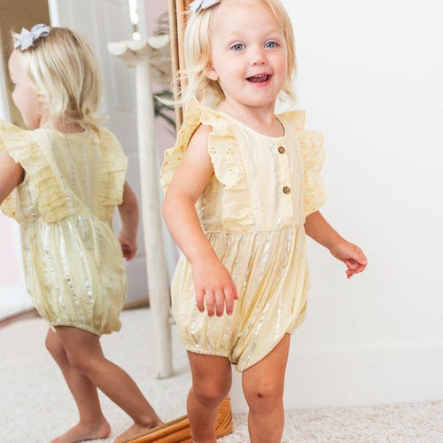 Yellow Lurex Ruffle Romper