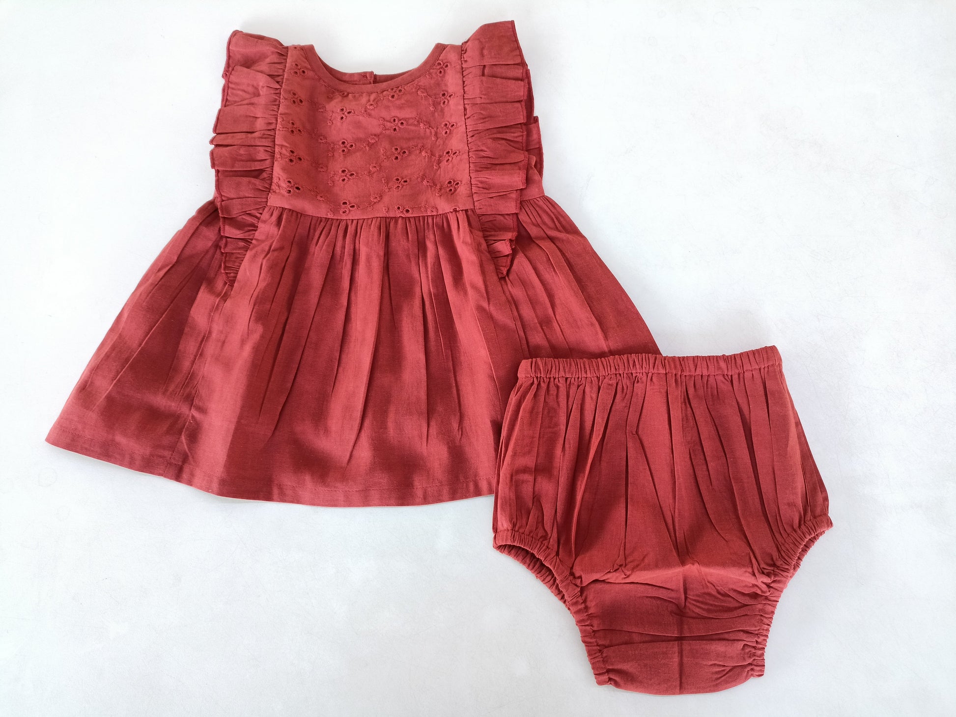 Maroon Sleeveless Dress & Diaper Cover Set dress & diaper cover Yo Baby Wholesale 