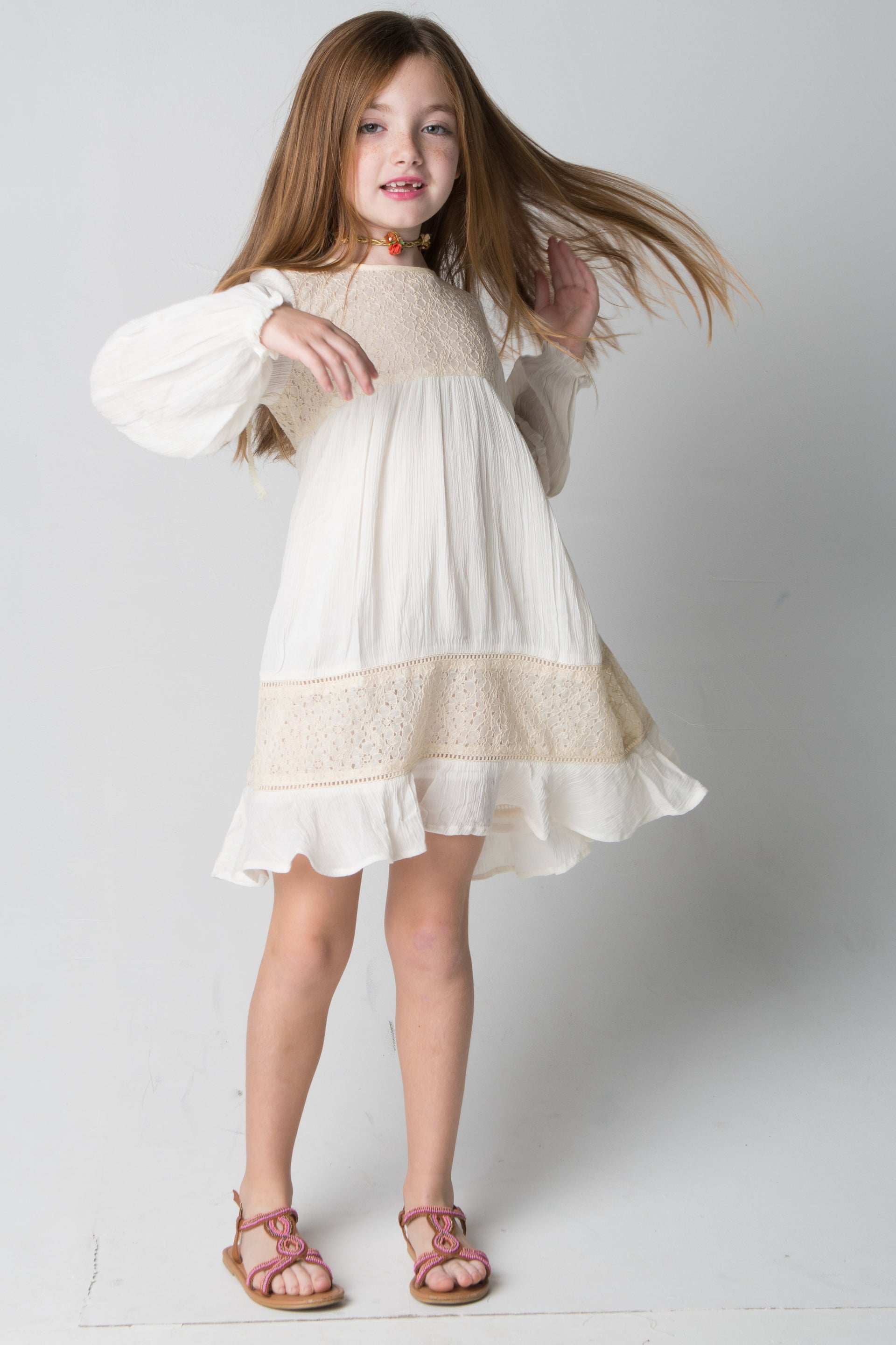 ivory lace infant dress Baby Girl Lace Dress Long Sleeve, White Boho Toddler for Baptism, First Birthday Outfit Girl