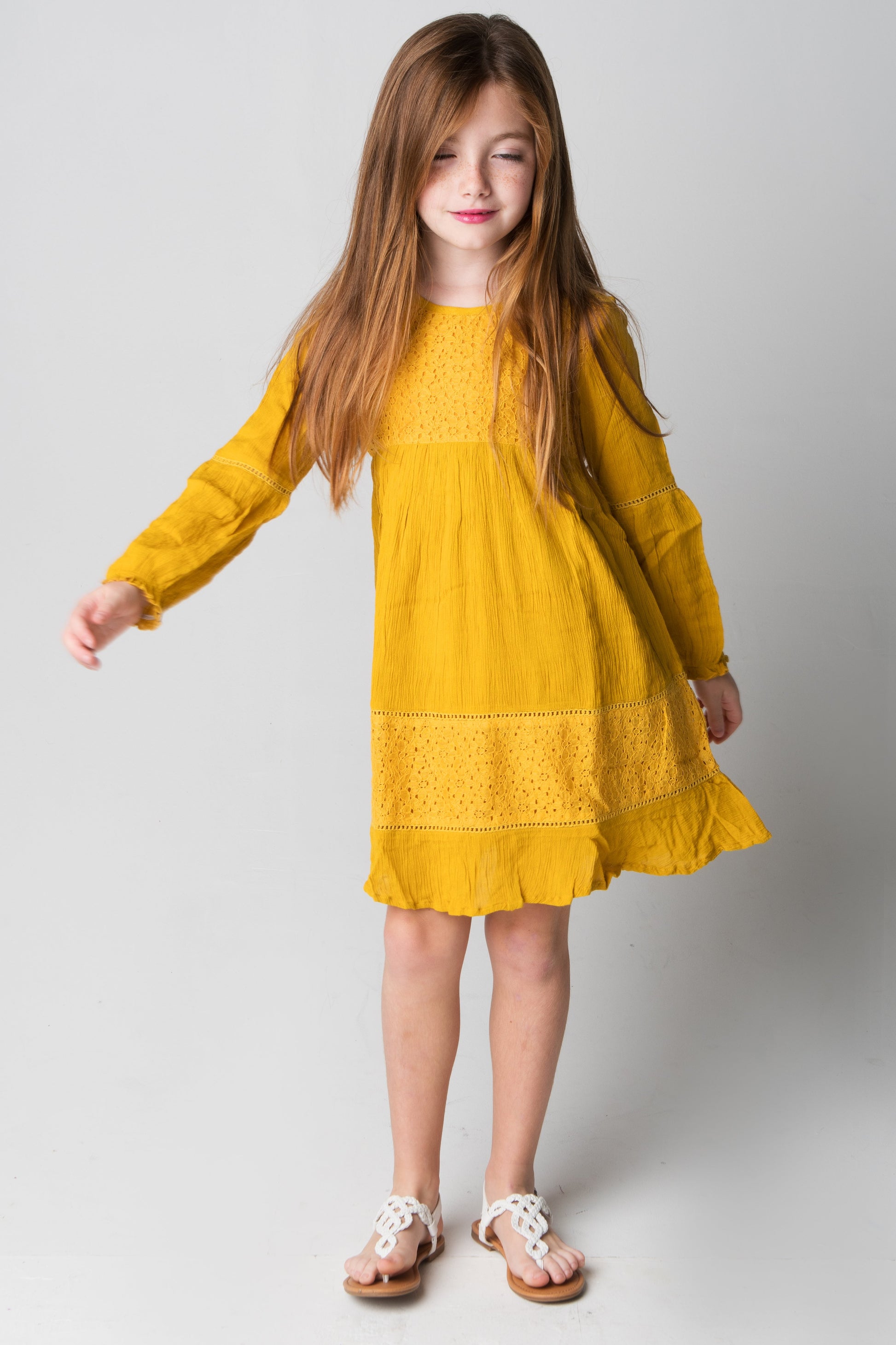 Mustard Lace Detail Dress Cotton Girls Dress | Infant to Tween 0-13 Years Mustard Lace Detail Dress Cotton Girls Dress | Infant to Tween 0-13 Years