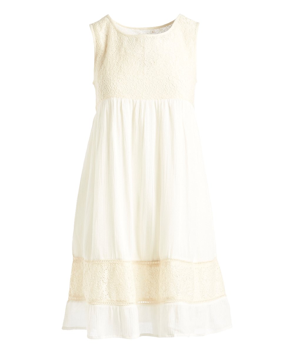 Off-White Lace Empire-Waist Dress
