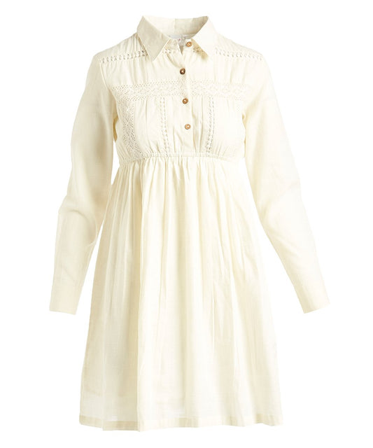 Off-White Lace Detail Shirt-Dress