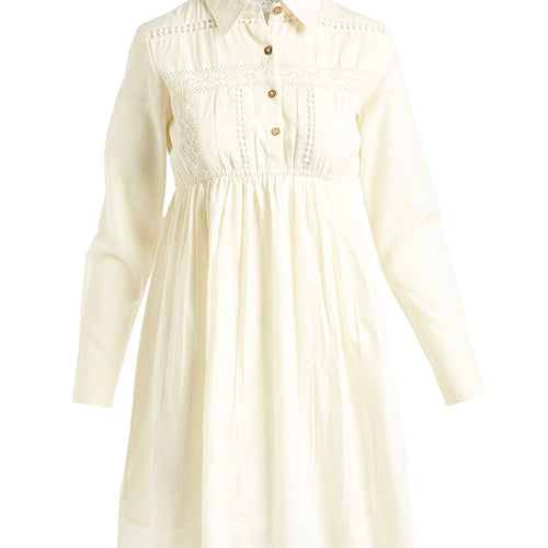 Off-White Lace Detail Shirt-Dress