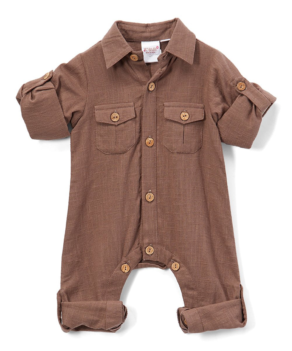 Boys Infant Full Sleeves Romper - Chocolate