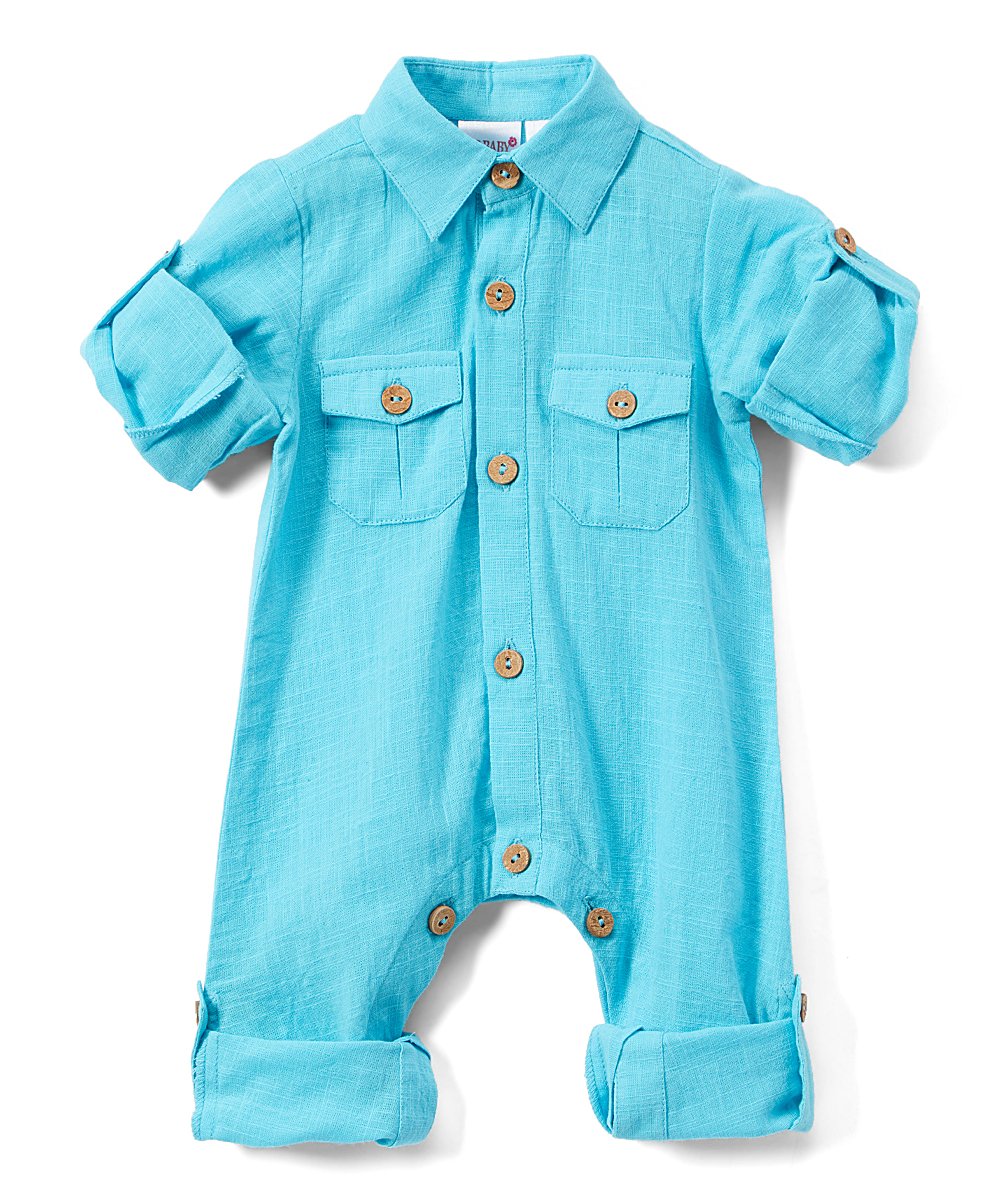 Boys Infant Full Sleeves Romper - Turquoise