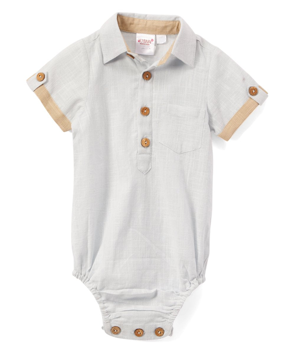 Infant Half-Sleeve Shirt Romper - Powder Blue