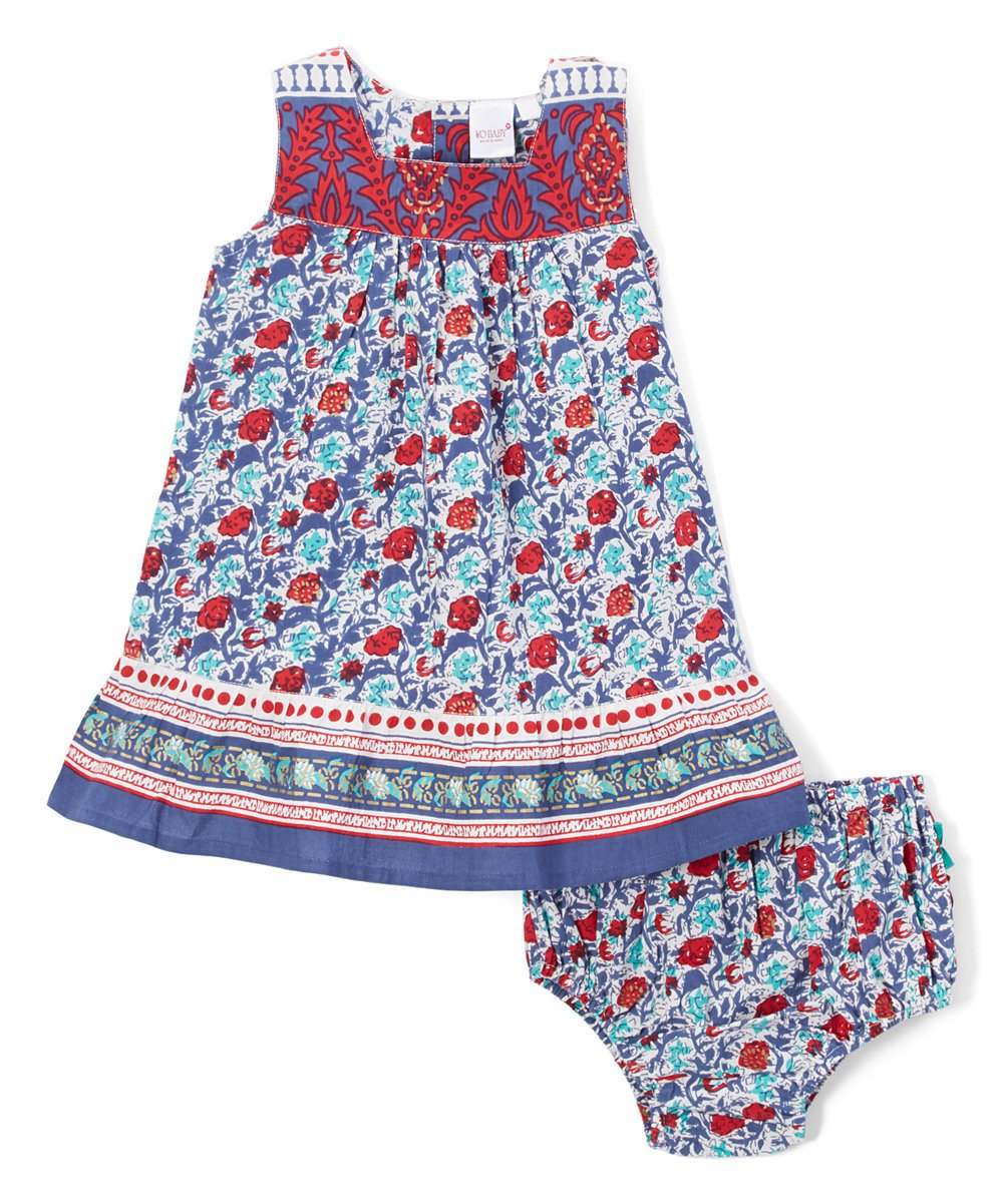 Red and Blue Floral Infant Dress
