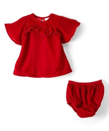 Red Velvet Infant Ruffle Dress