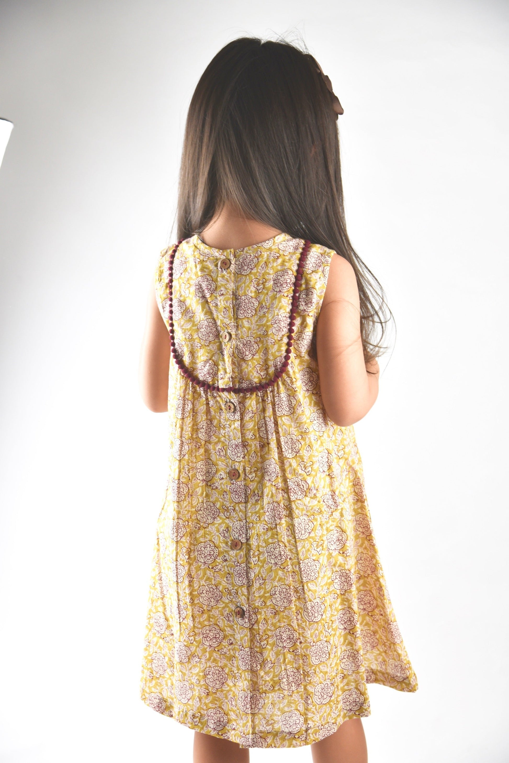 Yellow Floral Pom-Pom Lace Detail Shift Dress Yellow Floral Pom-Pom Lace Detail Shift Dress
